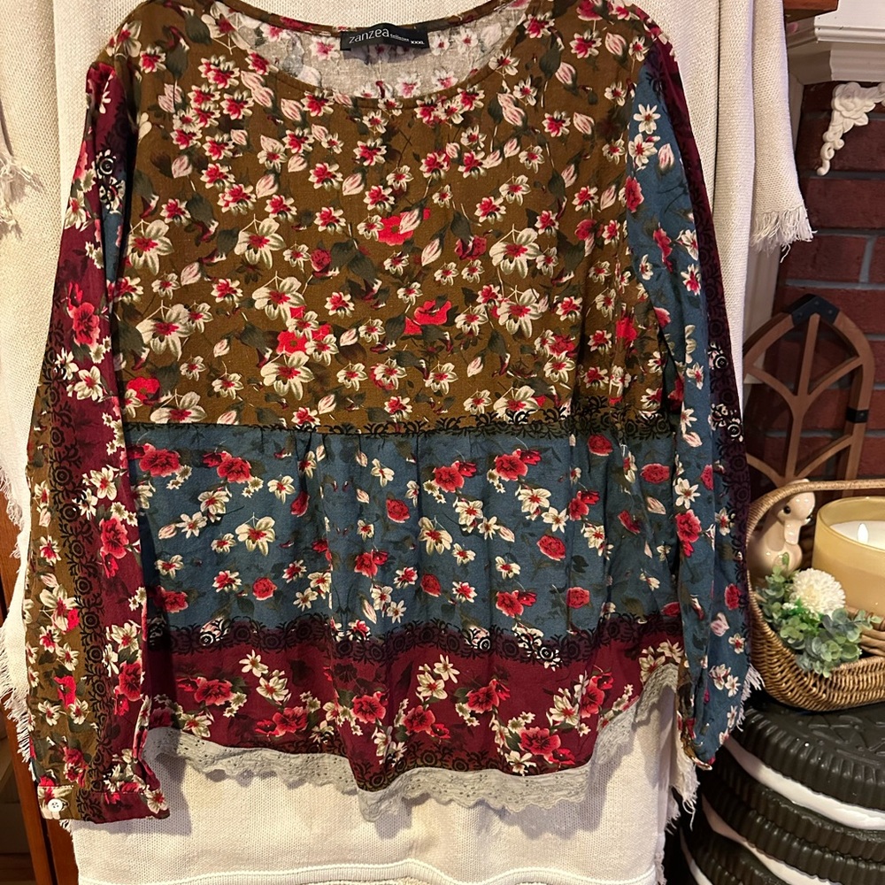 Babydoll Floral Patchwork Blouse